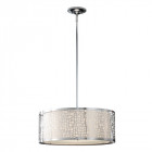 Suspension joplin, chrome et soie blanche, 3 ampoules