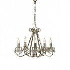 Chandelier oksana, nickel poli, pendeloques cristal, 5 éclairages