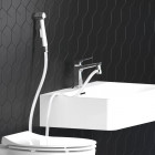 Douchette aux mains de lavabo avec support mural et tuyau blanc