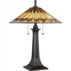 Lampe de table alcott, bronze valliant, verre tiffany