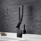 Robinet lavabo mitigeur contemporain style unique en laiton solide noir