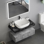 Meuble de salle de bain design avec vasque en marbre noir - 120 cm