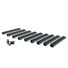 Pack de 9 caniveaux extérieurs avec grille à fentes longitudinales en plastique recyclé noir meapark - largeur utile 10cm – passage piéton
