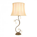 Lampe lunetta, bronze et cristal, avec abat-jour