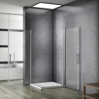 Porte pivotante 100x90x197cm porte de douche paroi de douche cabine de douche verre anticalcaire