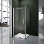 Cabine de douche 90 x 70 x 197 cm porte pivotante avec barre de fixation 140cm verre anticalcaire     