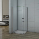 Cabine de douche accès angle en verre anticalcaire - Dimensions au choix