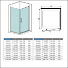 Cabine de douche 100 x 80 x 187 cm porte pivotante avec barre de fixation 140cm verre anticalcaire     