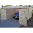 Garage madriers bois massif toit plat avec bac acier 21,46 m2, altdo3160p