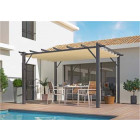 Pergola aluminium gris anthracite poteaux grosses sections 7 lambourdes avec toile d ombrage ecru 12 m2, altper4030ge