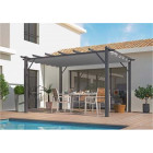 Pergola aluminium gris anthracite poteaux grosses sections 7 lambourdes avec toile d ombrage gris antracite 12 m2, altper4030gn