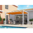 Pergola aluminium coloris blanc poteaux grosses sections 7 lambourdes avec toile d ombrage rouille 12 m2, altper4030wr