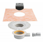 Kit complet siphon extra plat + grille/cadre KERDI DRAIN - Kit d évacuation horizontal complet siphon + grille/cadre design 1 avec vis