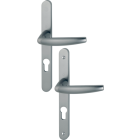 Ensemble de porte-fenêtre plaque étroite Atlanta 1530/300LMSGL HOPPE Aspect inox F9 - Clé i Entr.70 - ép.58/67 - 3303365