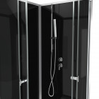 Cabine de douche carrée 195x80x80 - porte coulissante en verre trempé 5mm + receveur blanc squary black 2 80 Aurlane - CAB118E