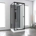 Cabine de douche hydromassante 90x90x215 cm - fonds gris et profilés noir mat - grey style