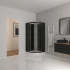 Cabine de douche 1/4 de cercle 85x85x225 cm - profilés et fonds noirs - Nebula Aurlane - CAB117