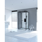 Cabine de douche carrée extra blanc et profilé noir mat - Lunar square 80 - Dimensions au choix