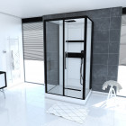 Cabine de douche rectangle 90x115x215cm extra blanc - profilés laqué noir mat - ghost rectangle