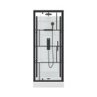 Cabine de douche carrée 80x80x213 cm - porte pivotante - fond blanc et profilés noir mat - rubiq Aurlane - CAB238