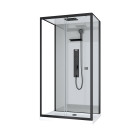 Cabine de douche hydromassante 110x80 receveur bas - fond gris et profilés noir mat - grey style low Aurlane - CAB263