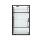 Cabine de douche 110x80cm / receveur bas - verre transparent sérigraphié et blanc - profilés noir Aurlane - CAB275