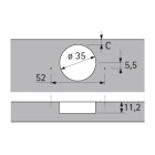 Charnière hettich intermat 9936 - base 3 mm - th 42 - 73917