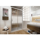 Porte coulissante 2 éléments ancoswing, verre sérigraphié sécurité 5mm, profil blanc - Dimensions au choix