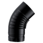 Coude emaille plisse 45 degres noir mat 140