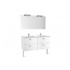 Meuble complet victoria blanc 120 cm avec plan céramique, miroir et applique