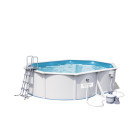Piscine hydrium oval pools avec tapis de sol + filtre à sable (sable non inclus) + échelle - bestway - 500 x 360 x 120cm