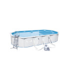 Piscine hydrium oval pools avec tapis de sol + filtre à sable (sable non inclus) + échelle - bestway - 740 x 360 x 120cm