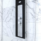 Colonnne de douche à hyrdomassage - 22x125cm - en verre trempé avec plaque inox Alpha - Couleur au choix