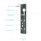 Colonnne de douche hydromassante - 125x25x7cm - verre noir 6mm - accessoires chrome - epsilon 2 Aurlane - COL053