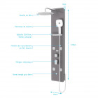 Colonnne de douche hydromassante - 125x25x7cm - verre gris 6mm - accessoires chrome - epsilon 2 Aurlane - COL054