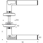 0820048 Ens a code handle sur rosace chromé gamme velours 4320 droite 