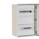 Chassis 24 modules 2 rangées avec plastrons et rails DIN pour coffret 400X300