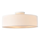 Plafonnier lampe de plafond 3 douille textile diamètre de 45 cm blanc 