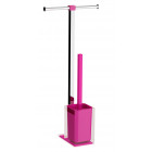 Ensemble porte papier + balai rainbow fuschia Gedy Spa Italie