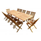 Ensemble de jardin en teck huilé kaloa 10 chaises 2 fauteuils jumak