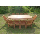 Ensemble de jardin en teck huilé munggi 8 chaises 2 fauteuils jumak