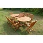 Ensemble de jardin en teck huilé munggi 8 fauteuils pliants jumak