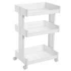 Étagère sur roulettes 3 niveaux plastique polypropylène gain de place cuisine salle de bains rangement des affaires 70 cm blanc 