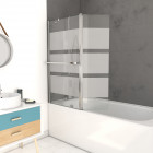 Pare baignoire avec volet pivotant 130x105cm - profilé aluminium chrome et verre transparent bande dépolie - heritage Aurlane - FAC144
