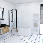 Pare baignoire avec volet pivotant 130x105cm profile aluminium noir mat et verre transparent - heritage black mat