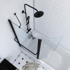 Pare baignoire avec volet pivotant 130x105cm profile aluminium noir mat et verre transparent - heritage black mat Aurlane - FAC279