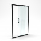 Paroi porte de douche à porte coulissante - 120x200cm - porte coulissante - profile noir mat - verre transparent 6mm - crush 120