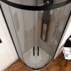 Paroi porte de douche quart de cercle 90x90x200cm - Profilé Noir mat - Verre trempé 6mm Aurlane - FAC282