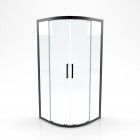 Paroi porte de douche quart de cercle - Crush round 90- 90x90x200cm - profile noir mat - verre transparent 6mm