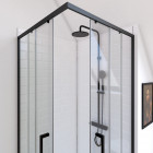 Paroi porte de douche carrée - crush square 90- 90x90x200cm - profile noir mat - verre transparent 6mm
